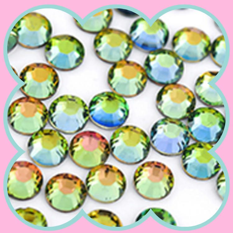 GREEN RAINBOW RHINESTONES
