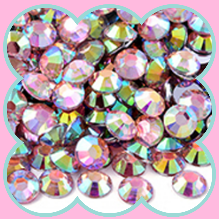 SILVER BASE LT PINK AB RHINESTONES