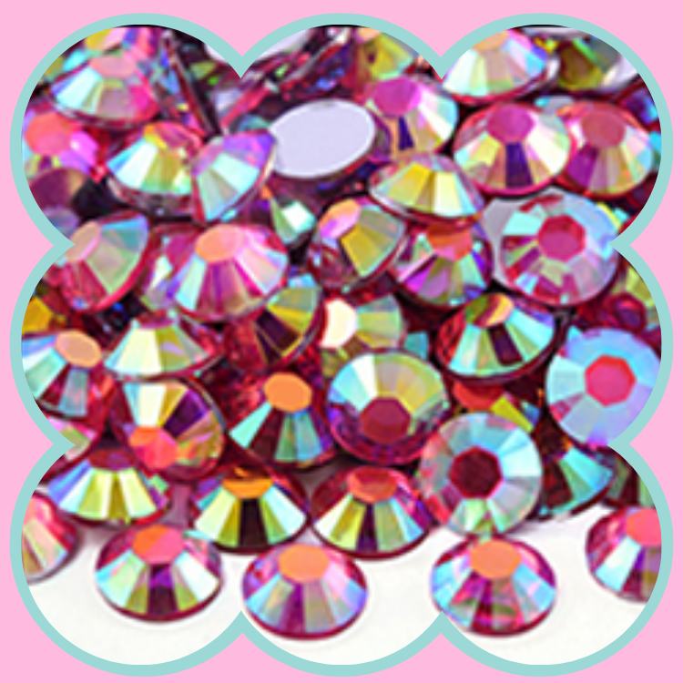 SILVER BASE LT ROSE AB RHINESTONES