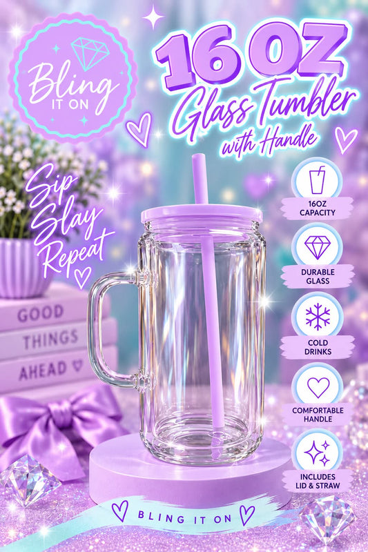 16OZ GLASS TUMBLER WITH HANDLE