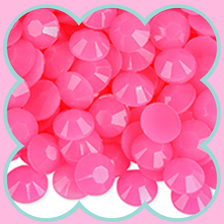 SEMITRANSPARENT JELLY DK PINK RHINESTONES