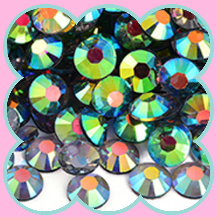 SILVER BASE BLACK DIAMOND AB RHINESTONES