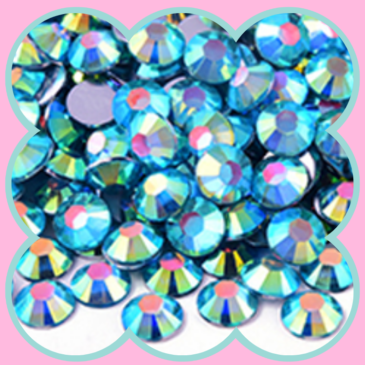 SILVER BASE CAPRI BLUE AB RHINESTONES