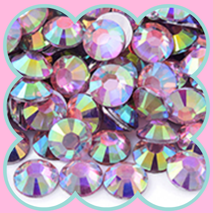 SILVER BASE DK PINK AB RHINESTONES