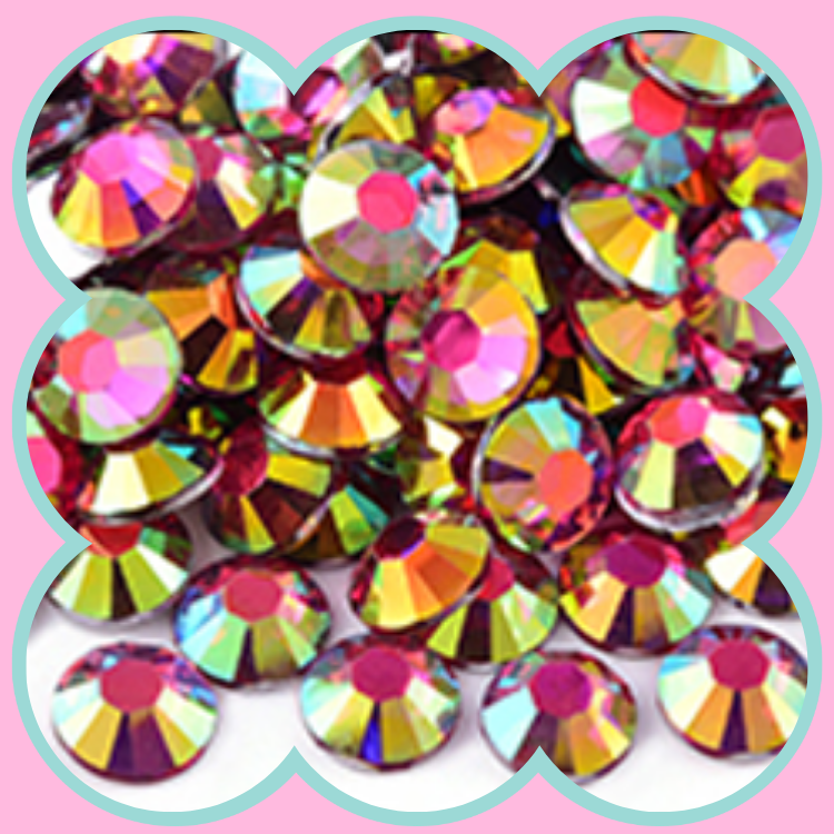 SILVER BASE DK ROSE AB RHINESTONES