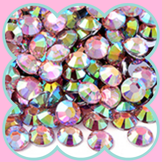 SILVER BASE LT PINK AB RHINESTONES