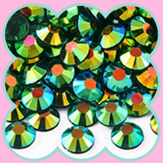 SILVER BASE PERIDOT AB RHINESTONES